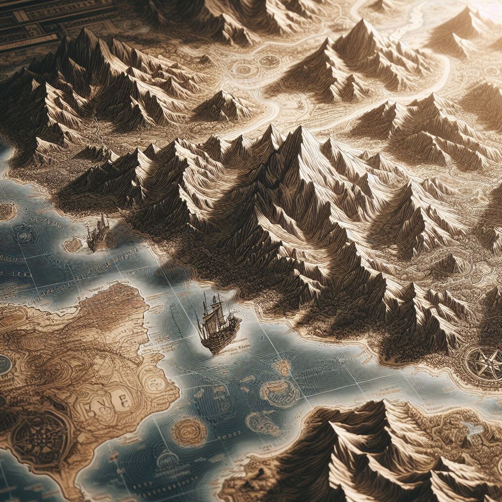 Delve into the details of a meticulously crafted world map, highlighting topography for an enlightening educational illustration.